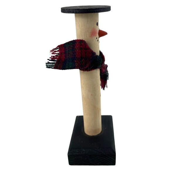 Vintage Handmade Wooden Painted Snowman Folk Art Country Christmas Decor 5.5" - Picture 5 of 8